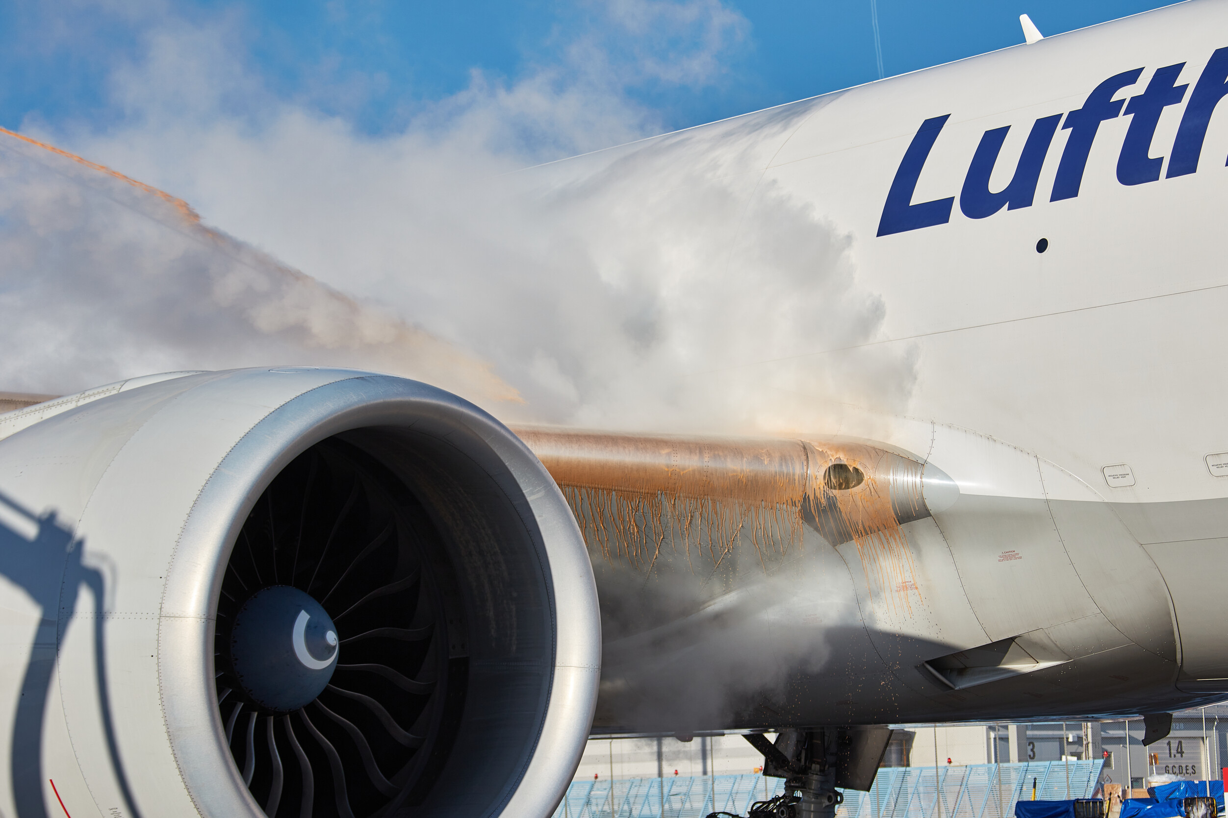 Motor en vleugel van de nieuwe Boeing 777-9 van Lufthansa (Bron: Lufthansa)